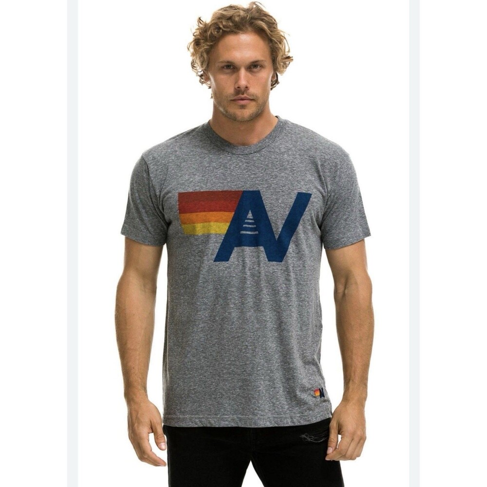 Aviator Nation Logo Gray Short Sleeve Logo T-Shirt  Unisex Size Large